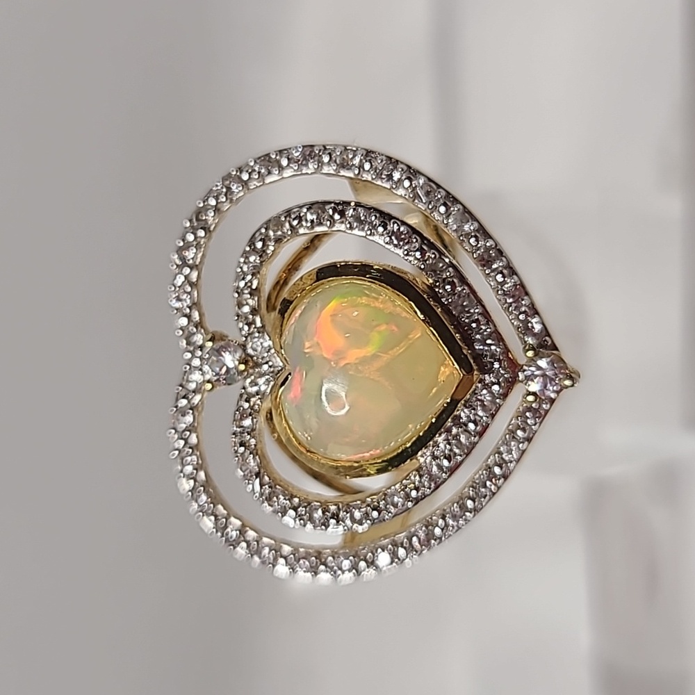 Ethiopian Welo Opal Heart Cut Ring